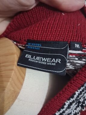 Bluewear 'Rough Work Wear' Knit Sweater in Deep Red and Black M